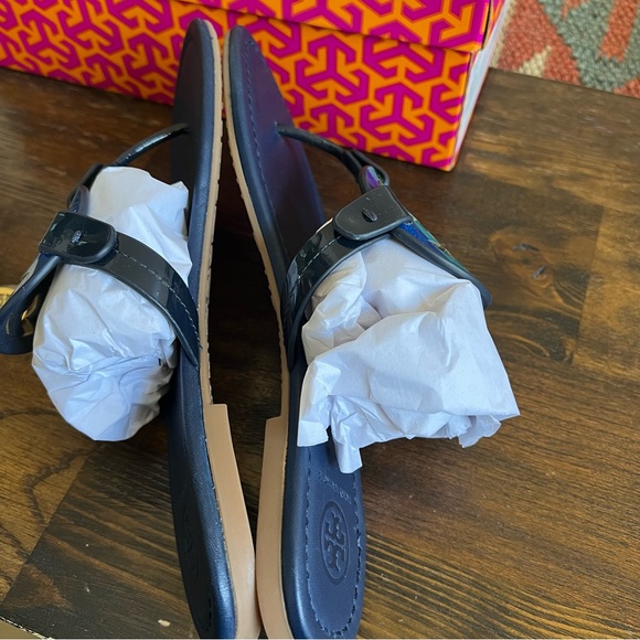 Tory Burch Rainbow Miller In Navy Leather US7 $228 - Picture 10 of 13